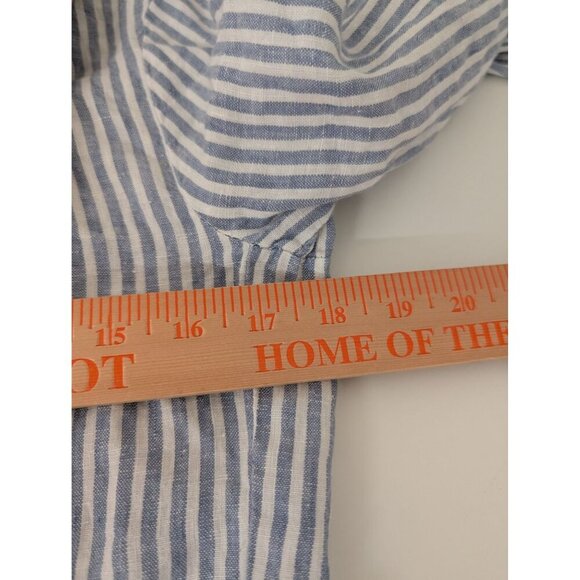 Tahari Linen Stripe Blazer Womens Size Medium Blue Lightweight Nautical Jacket - Picture 10 of 11